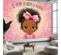 Cartoon Baby Girl Princess Crown Wallpaper for Living Room Pink Wall Mural Art for Bedroom Decoration Poster - Non-Woven Premium Art Print Fleece Photo Wallpaper 400 x 280 cm