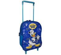 CARTOON Backpack Trolley Bag for School Kindergarten Daypack Backpack 28cm with Wheels and Extendable Handle, Donald Duck, 28 cm