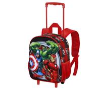 CARTOON Backpack with Trolley Backpack with Embossed Images for School Kindergarten 34cm Bag with Wheels and Extendable Handle 3D Figure, Avengers, 34 cm, Backpack kindergarten trolley