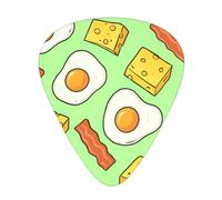 Cartoon Bacon Eggs 12 Pack Guitar Picks With 3 Thicknesses And Storage Box, Abs Plectrums For Electric Bass Guitar Players
