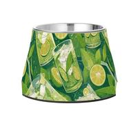 Cartoon Bad Light Green Summer Pets Water&Food Bowls Elevated Stainless Steel Water Food Bowl for Loving Pet Whisker Friendly