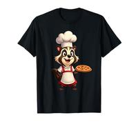 Cartoon Badger Pizza Baker with Chef Hat and Apron T-Shirt