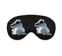 Cartoon Badger Sleep Mask Soft Blindfold Portable Eye Mask with Adjustable Strap for Men Women