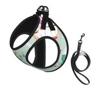 Cartoon Balloon Print Adjustable Dog Harness Collar And Leash Set, Reflective Breathable Lightweight Vest For Walking