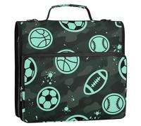 Cartoon Baseball Balls Camouflage Blue 3 Rings Sturdy Zipper Binder with Shoulder Strap & Handle Waterproof Portable Home Travel Safe Storage Bag for Middle Student Organizador de la carpeta