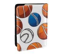 Cartoon Basketball, Football Printed Passport Holder,Travel Pu Leather Passport Cover Case Organiser for Men Women,6.5 Inch