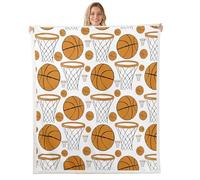 Cartoon Basketball Throw Blanket Basketball Net Decorative Fleece Blanket for Kids Boys Teens Adults Street Sports Style Bed Blanket for Living Room Sofa Twin 60x80