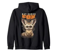 Cartoon Bat-Eared Fox Breed Animal Lover Cute Foxes Zip Hoodie