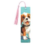 Cartoon Beagle Dog Metal Bookmarks with Tassels,Pendant Unique Handmade Bookmark Craft DIY Wooden Bookmarks Cute Hanging Tags Ornaments for Book Lovers Birthday Teachers Gift