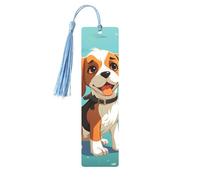 Cartoon Beagle Dog Metal Bookmarks with Tassels,Pendant Unique Handmade Bookmark Craft DIY Wooden Bookmarks Cute Hanging Tags Ornaments for Book Lovers Birthday Teachers Gift