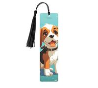 Cartoon Beagle Dog Metal Bookmarks with Tassels,Pendant Unique Handmade Bookmark Craft DIY Wooden Bookmarks Cute Hanging Tags Ornaments for Book Lovers Birthday Teachers Gift