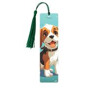 Cartoon Beagle Dog Metal Bookmarks with Tassels,Pendant Unique Handmade Bookmark Craft DIY Wooden Bookmarks Cute Hanging Tags Ornaments for Book Lovers Birthday Teachers Gift