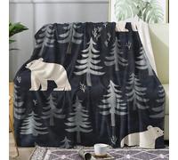 Cartoon Bear Blanket Throw, Forest Animals Fleece Blanket for Bed Sofa Couch, Soft Cozy Flannel, 180x200 cm, Decor & Gifts (N121)