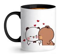 Cartoon Bear Ceramic Mug, Buu Dudu Coffee Mug, White and Brown Panda Cup, Funny Animal Mugs for Tea, Coffee & Hot Drinks, Sweet Couple Gifts for Birthday and Anniversary