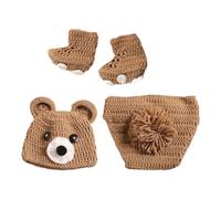 Cartoon Bear Crochet Woolen Hand-Knit Studio Clothes Costume Delightful Photography Props for Baby's Memorable Pictures Photography Accessory