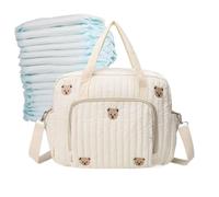 Cartoon Bear Diaper Bag - Quilted Fabric 35x10x29cm | Quilted Maternity Organizer With Zipper Pocket, Hospital Use, Daycare Travel | Travel Tote Hospital Bag Trips, Weekend Outings
