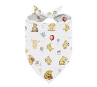 Cartoon Bear Dog Bandana, Cute Cartoon Bear Pet Kerchief with Butterfly Honey Pattern, Adjustable Comfortable Triangle Dog Scarf, Pet Kerchief for Small Medium Dogs