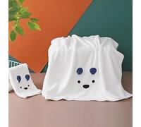 Cartoon Bear Face Towel Coral Fleece Bath Towel Strong Absorbent Soft Towel Sets - Polar Bear