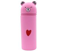 Cartoon Bear Pencil Bag - Cute Zipper Pen Case Organizer, Portable Stationery Holder for School Supplies | Reismake Up Pouch, Compact Cosmetic Carrier for Kids Girls Boys Students, little pink bear