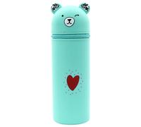Cartoon Bear Pencil Bag Zippered Silicone Pen Case Big Capacity Pen Holder for Student Kid Christmas Birthday Gift Cartoon Pencil Organiser