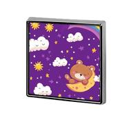 Cartoon Bear Rainbow Sun Moon Square Pin Brooch Badge Button Stylish Aluminum Decor for Backpacks Hats