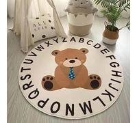 Cartoon Bear Round Rug Kids Playmat Children Crawling Carpet Non-slip Rug Bedroom Rug Washable Non Shedding Ø 140 cm
