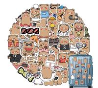 Cartoon Bear Sticker | 52X Lovely Aesthetic Bear Stickers | Waterproof Bear Theme Adhesive Stickers for Refrigerator Luggage Computer Mobile Phone