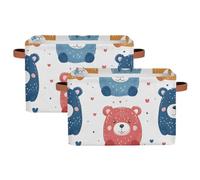 Cartoon Bear Storage Bins Basket, Cute Arctic Polar Bears Collapsible Rectangle Storage Box ,With Handles Toy Organizer Bin ,for Shelf Closet/Home/Bedroom/Kids Room/Laundry Room ,2(pack)