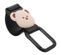 Cartoon Bear Stroller Bag Hooks with Carabiner Clip and Hook Loop | Nonslip Aluminum Alloy Structure, PU Leather Material, Compact Design for Travel and Grocery Runs