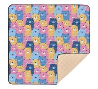 Cartoon Bears Cute Foldable Baby Activity Play Mat for Indoor Outdoor Washable Infant Play Activity Mat for Baby Kids Toddlers Infants, 50'' x 50''