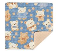 Cartoon Bears Cute Plaids Large Sturdy Baby Playmat for Indoor Outdoor Lightweight Tummy Time & Crawling Mat for Baby Toddler Infant, 50'' x 50''
