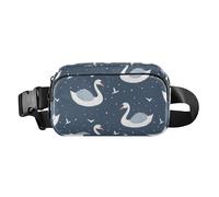 Cartoon Beautiful Swan Prints Fanny Pack for Women Men, Bumbag Crossbody Waist Packs with Adjustable Strap Belt Bag for Travel Workout Hiking