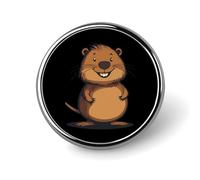 Cartoon Beaver Round Pin Brooch Enamel Lapel Badges Jewelry Decor for Backpack Hats