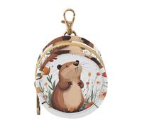 Cartoon Beaver White Newborned Boy Pacifier Case with Zipper and Clip Coin Purse Wallet Bag, Newborned Essentials