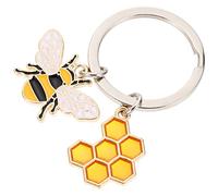 Cartoon Bee Keychain Pendant Adorable Honeycomb Alloy Key Ring for Bags Creative Hanging Keychain Decor for Friends