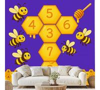 Cartoon Bee Numbers Alphabets Wall Mural Cute Animal Honeycomb Peel and Stick Photo Wallpaper 150x100 cm Early Education Wall Paper for Bedroom Bathroom Living Room Poster Decoration xE51f