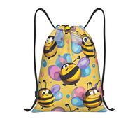 Cartoon Bee Pattern Drawstring Bag Sport Sack Waterproof Unisex String Backpack For Beach Swim Picnic 36X42Cm
