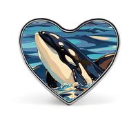 Cartoon Bee Pattern Lapel Pin Heart Brooches And Pins - Metal Badge for Shirts, Jackets, Hats | Durable Fashion Accessory & Gift for Men, Women, Events, Orca Killer Whale Print, Love form