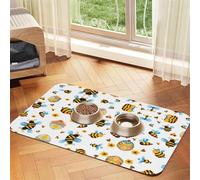 Cartoon Bee Pattern Print Pet Food Bowl Mat,Feeding Mat,Washable Feeding Mats For Dogs And Cats