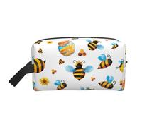 Cartoon Bee Pattern Print Travel Bag Toiletry Makeup Organizer for Women and Men, Large Capacity for Cosmetic, Accessories, Toiletries, Shampoo, and Essentials