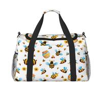 Cartoon Bee Pattern Travel Duffel Bag Large Foldable Waterproof Overnight Bag Beach Swim Bags Pool Sports Gym