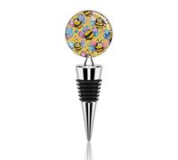 Cartoon Bee Pattern Wine Stoppers Reusable Wine Bottle Stopper Decorative Champagne Stoppers Silicone Beverage Bottle Sealer Keep Fresh, Leakproof Wines Saver for Bar Party Decor