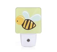 Cartoon Bee Plug-in Led Night Light with Motion Sensor Dusk to Dawn Sensor Backlit Nightlight for Bedroom Bathroom