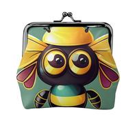 Cartoon Bee Print Charm and Versatile Coin Purse Exquisite Waterproof Kiss Lock Wallet for Keys Cards