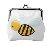 Cartoon Bee Print Compact Coin Purse 4.52 x 4.13in Cute Mini Wallet with Kiss Lock Waterproof Pouch