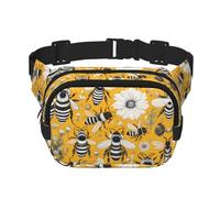 cartoon bee Printed multifunctional waist bag, unisex trendy messenger bag, travel sports storage bag