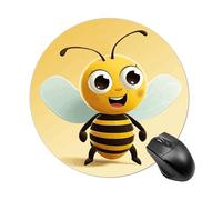 Cartoon Bee Round Gaming Mouse Pad Non-Slip Rubber Base Mousepad Travel Office Mousepads for Desk Funny Waterproof Computer Mouse Mat Cute Laptop Mouspad 7.8x7.8 Inch