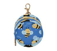 Cartoon Bee Seamless Blue Baby Pacifier Storage Case Portable Coin Purse Change Holder, Neutral Baby Items