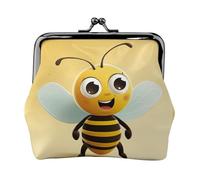 Cartoon Bee Small Coin Purse For Women, Kiss-Lock Wallet Leather Cute Coin Wallet Mini Coin Pouch Change Purse Key Holder
