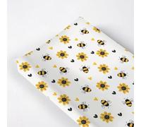 Cartoon Bee Sunflowers Floral Hearts Pattern Baby Changing Pad Cover, Unisex Bee Nursery Diaper Changing Table Pad Mat Sheet for Boys Girls-16x32